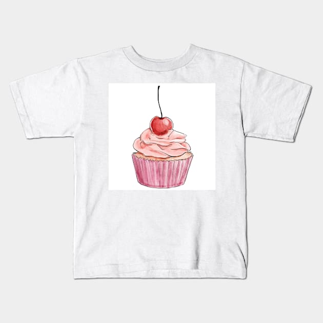 Fancy Pink Cupcake Kids T-Shirt by nikkicischke